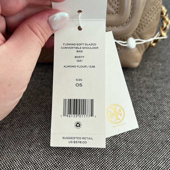 NWT Tory Burch Fleming Soft Glazed convertible shoulder bag. Almond flour. - Picture 5 of 6
